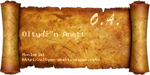 Oltyán Anett névjegykártya